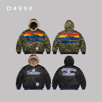 Supreme M & N Teams Hooded Satin Varsity Jacket