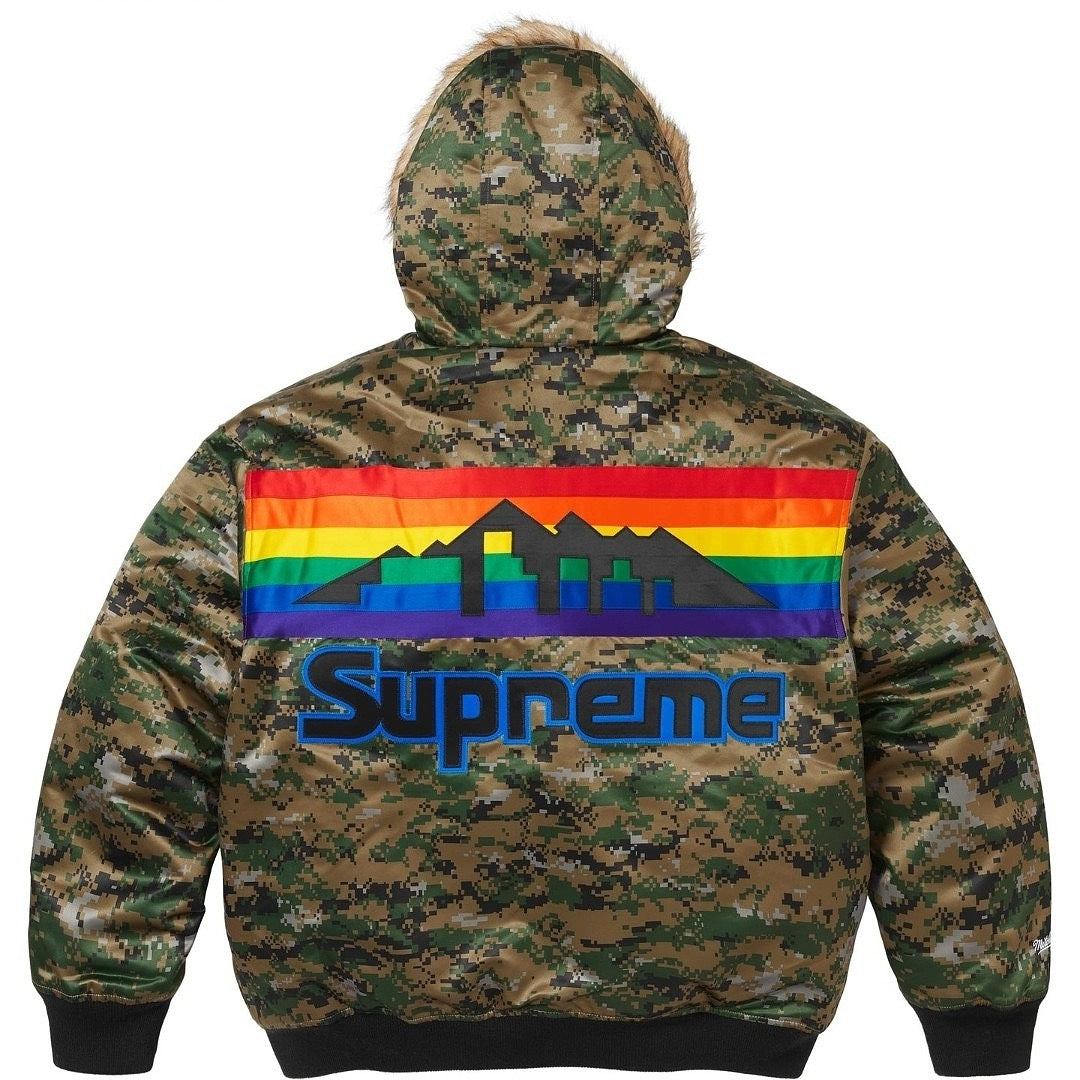 Supreme M & N Teams Hooded Satin Varsity Jacket