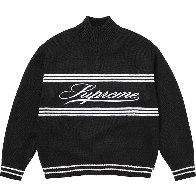 Supreme Script Stripe Half Zip Sweater