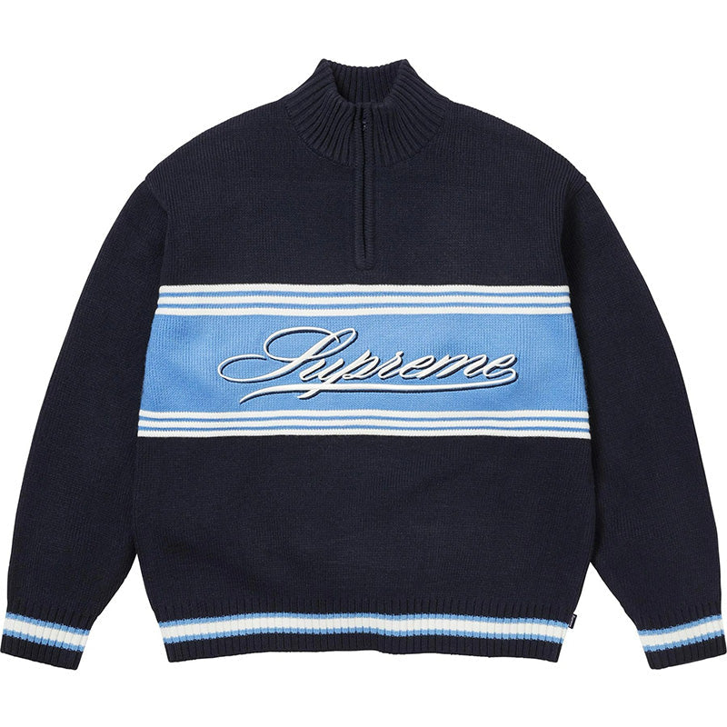 Supreme Script Stripe Half Zip Sweater