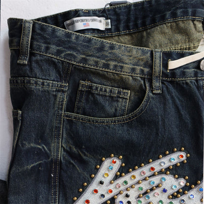 VALLEY Embroidered Rhinestone Jeans #8253