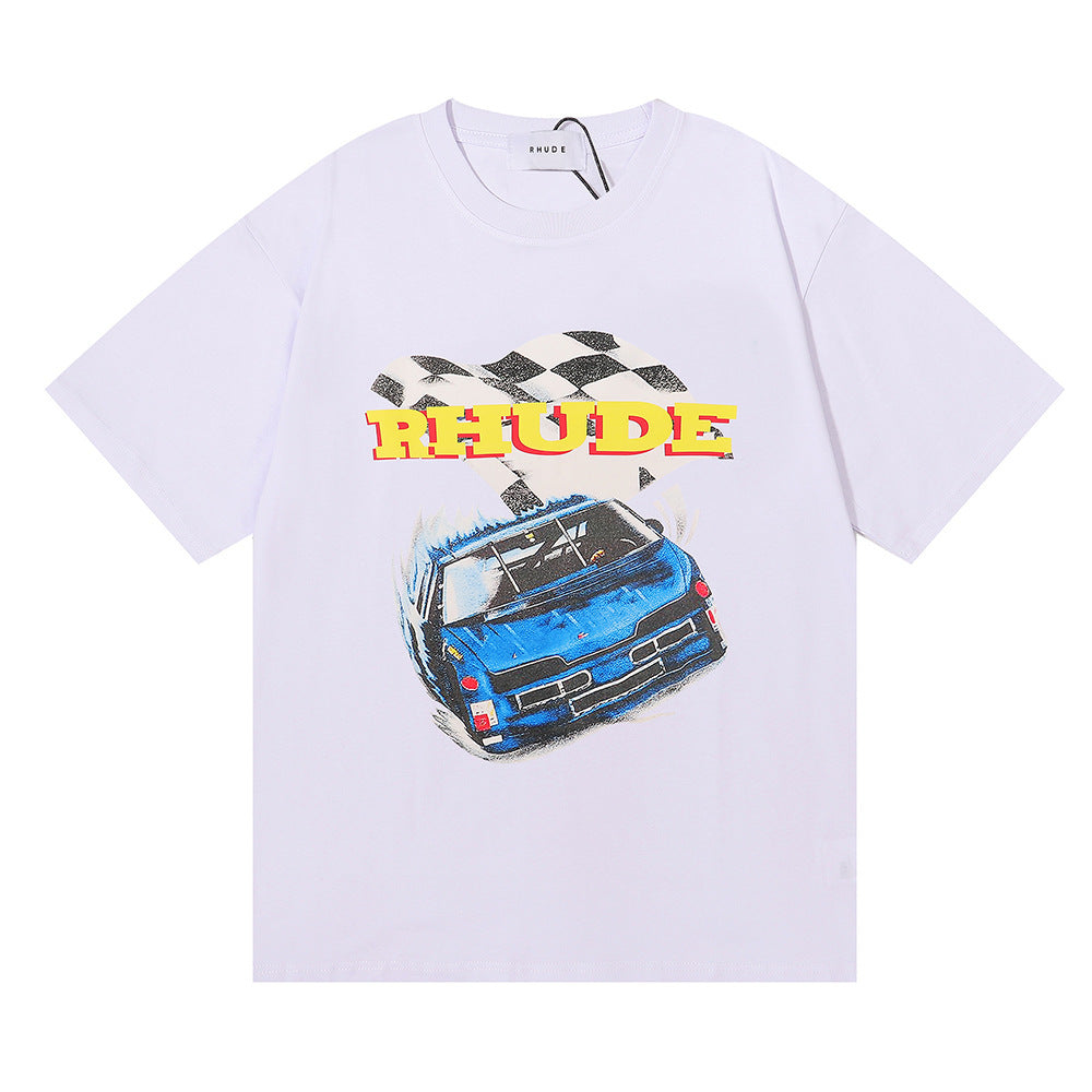 RHUDE micro-logo letter racing print T-shirt RHUDE