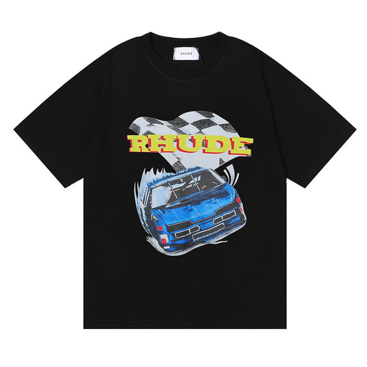 RHUDE micro-logo letter racing print T-shirt RHUDE