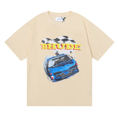 RHUDE micro-logo letter racing print T-shirt RHUDE